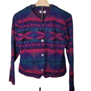 Vintage Ashly Brent Pink Purple Green Cabincore Button Up Jacket Blazer